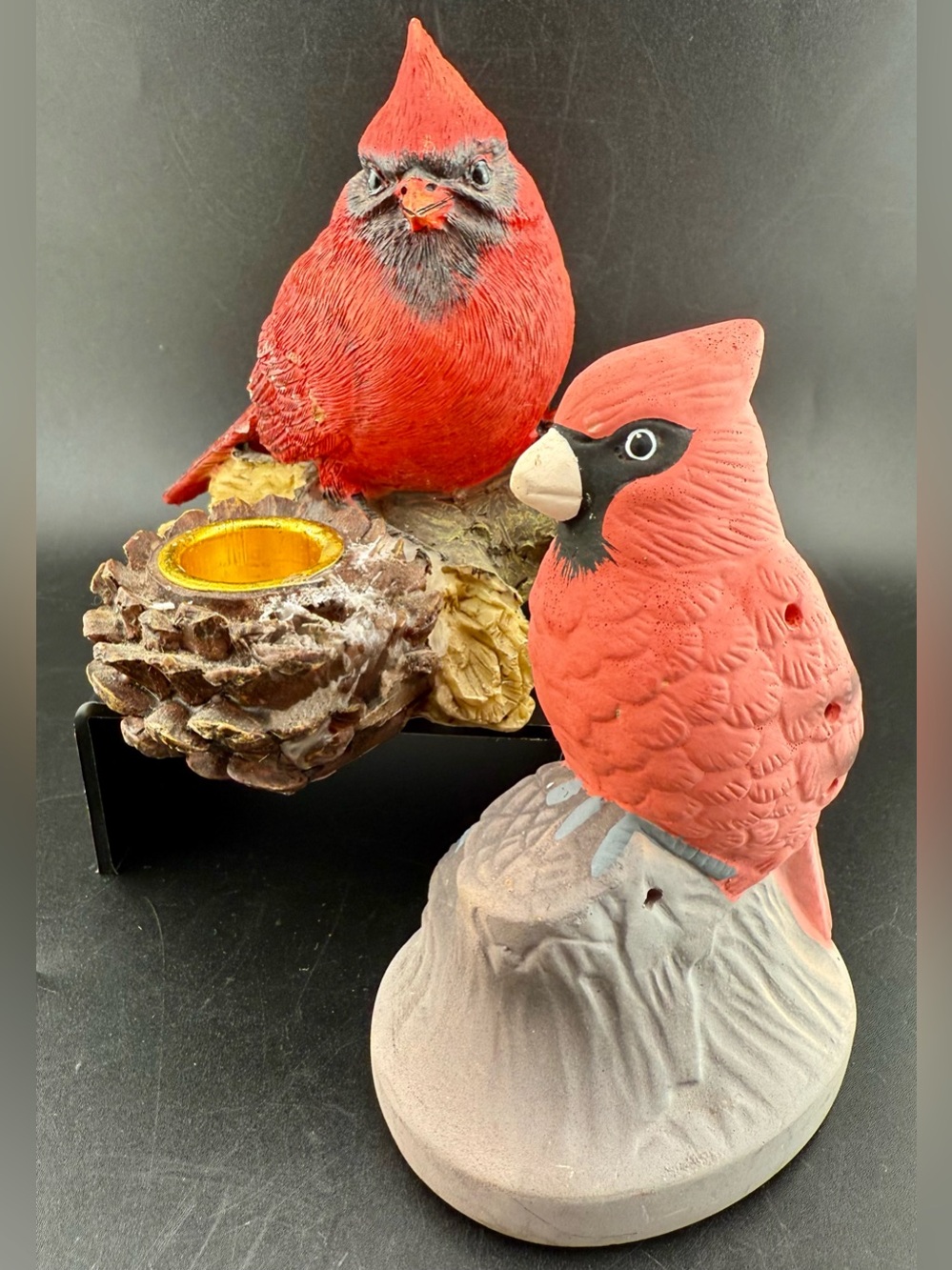Cardinal Candle holder and cardinal potpourri holder.